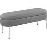Chloe Storage Bench in Grey Leatherette & Chrome Metal